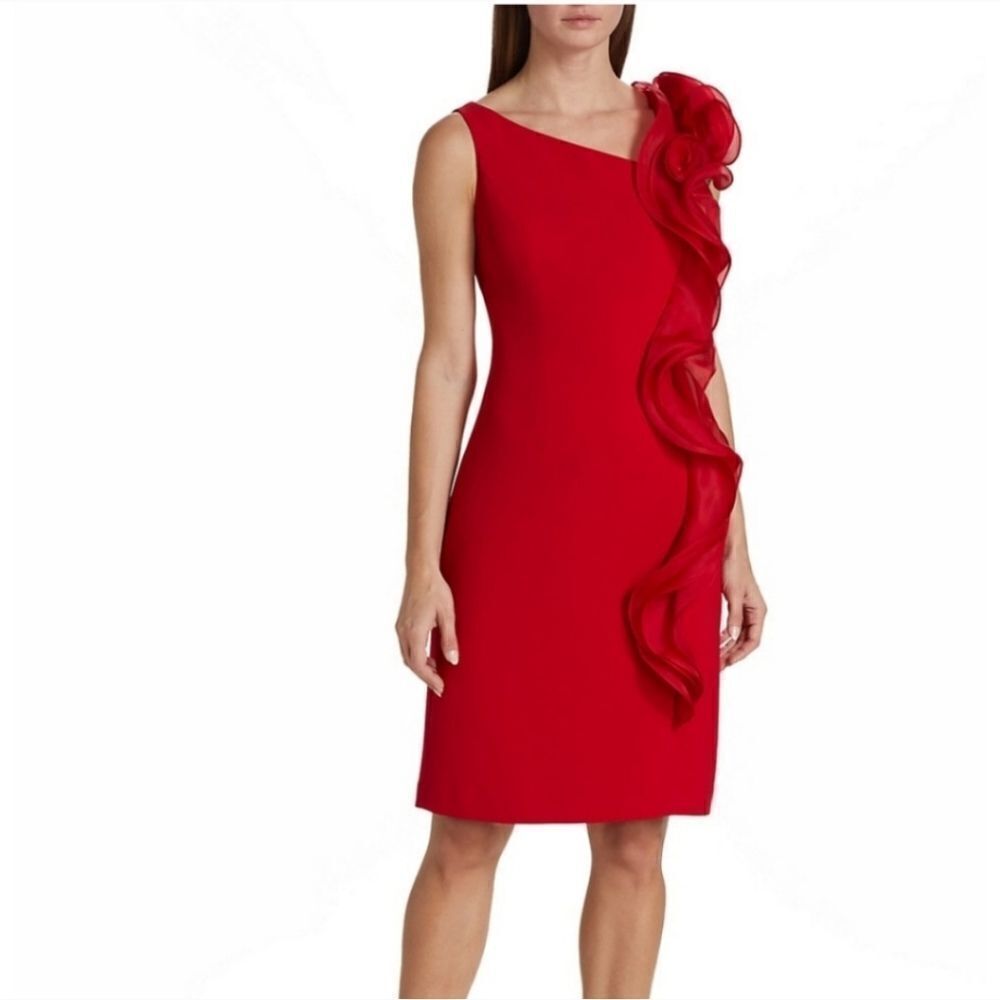 Rickie Freeman for Teri Jon Red Ruffled Dress